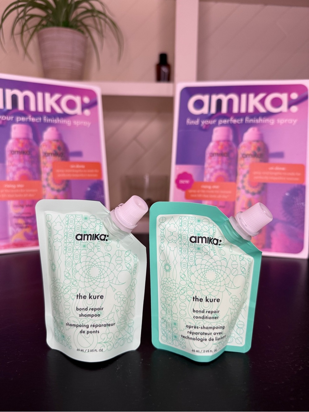 amika Mint Green The Kure Bond Repair Shampoo & Conditioner Duo